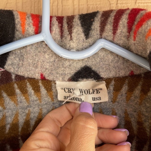 VINTAGE PENDLETON BEAVER STATE AZTEC SOUTHWEST Blanket JACKET shawl coat - Picture 4 of 14